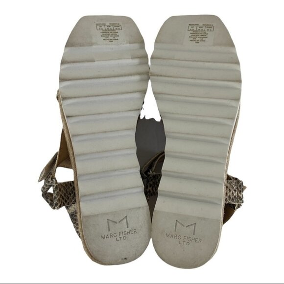 NEW Marc Fisher Leather Platform Sandals Gylian2 Grey Animal Print Size 9.5 - Picture 9 of 10
